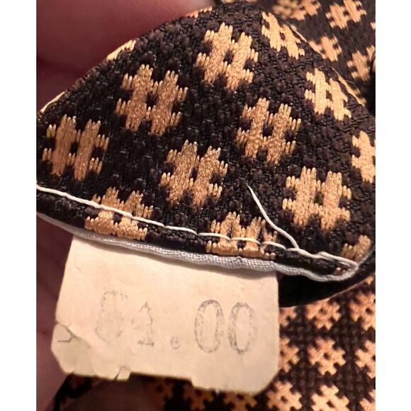 VTG 70s 80s Cranes Men's Shop Floral Cross Geometric Neck Tie Brown Yellow Retro - Picture 4 of 7